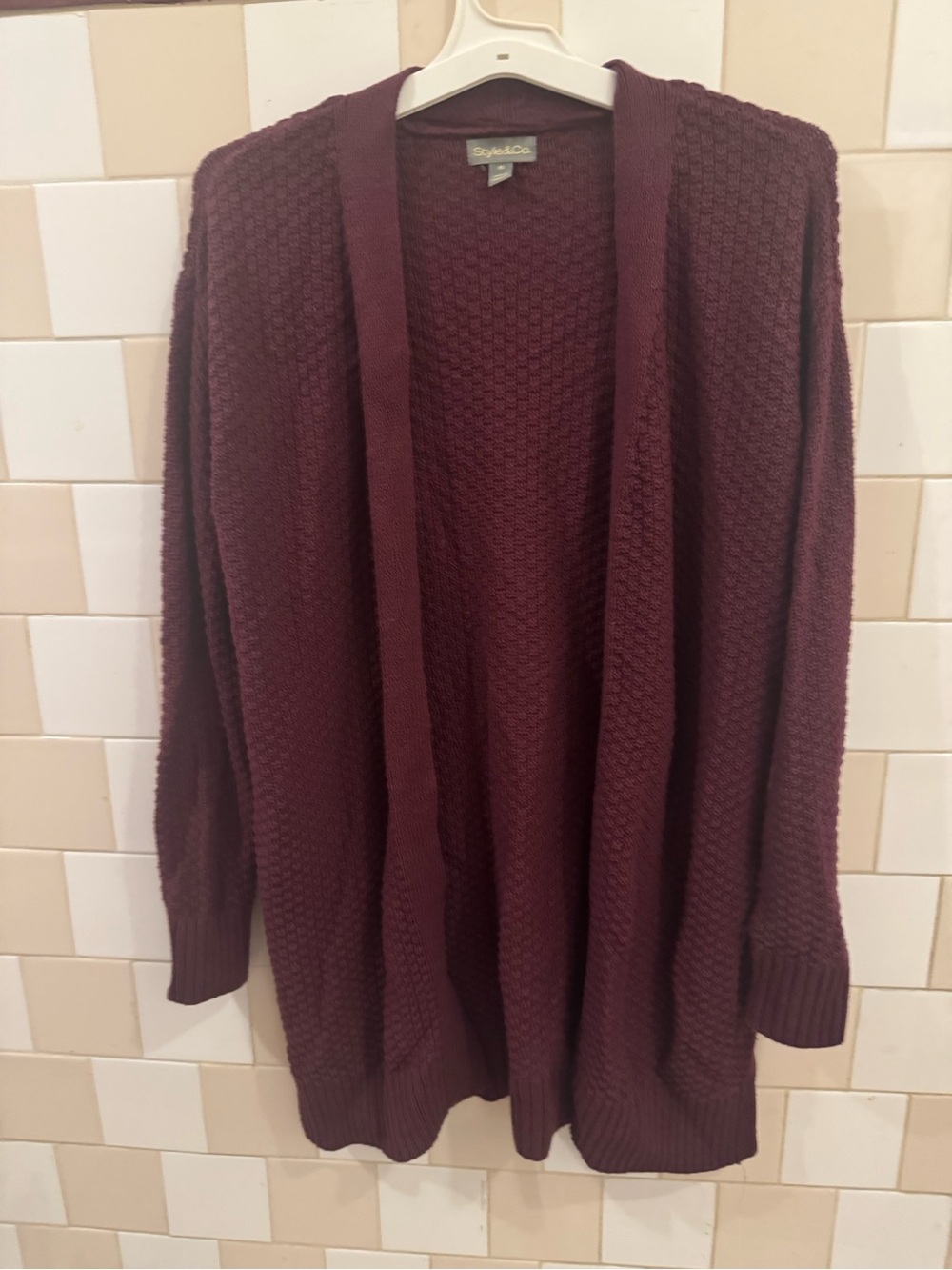 Style & Co. Open-Front Knit Cardigan in Deep Burgundy